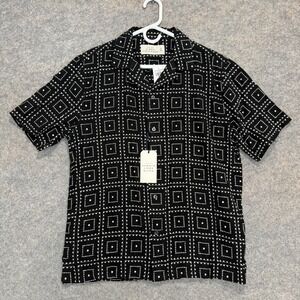 Abercrombie & Fitch Summer Linen Blend Button Shirt Mens Small Embroidered Camp